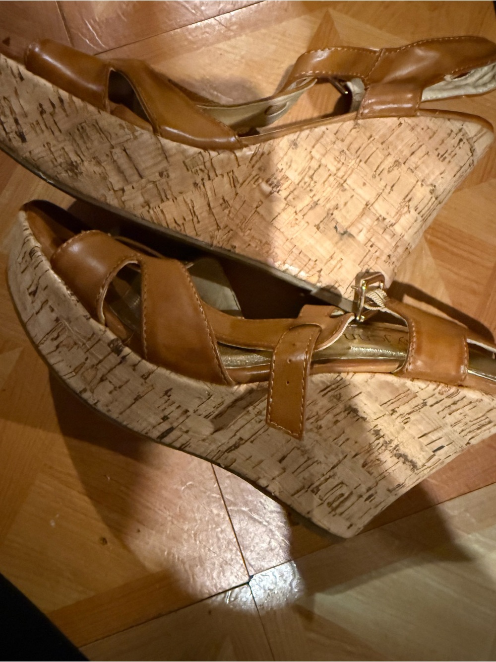 Cathy Jean Tan Brown Leather Strappy Sandals - Picture 2 of 7